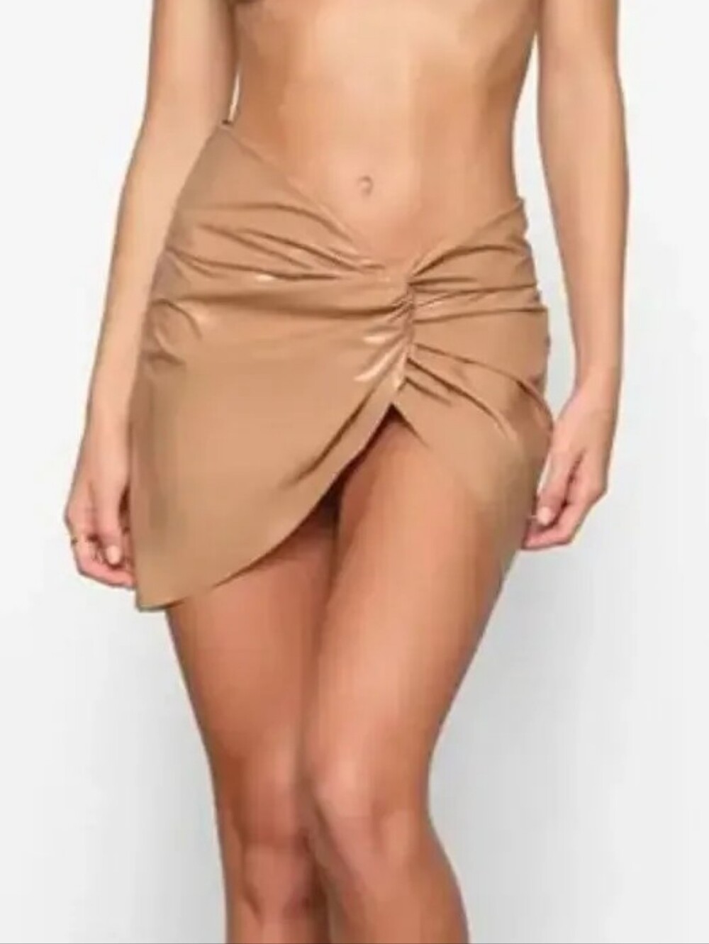 Skims Textured Vinyl Mini Sarong Skirt
